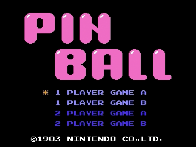 Pinball title screen for Famicom Disk System